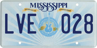 MS license plate LVE028