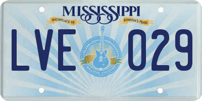 MS license plate LVE029