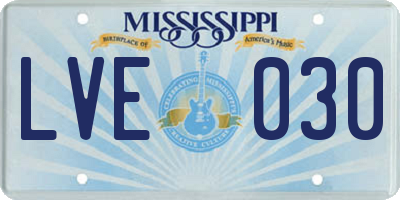 MS license plate LVE030