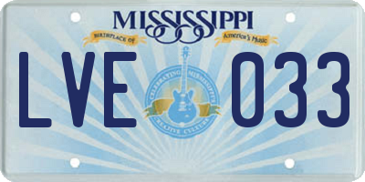 MS license plate LVE033