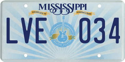 MS license plate LVE034