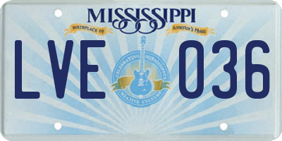 MS license plate LVE036