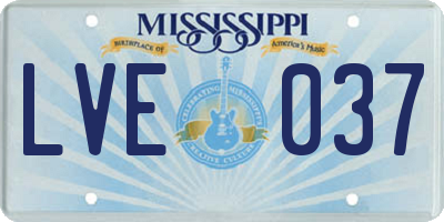MS license plate LVE037