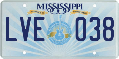 MS license plate LVE038