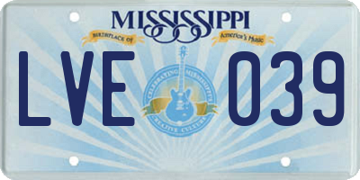MS license plate LVE039