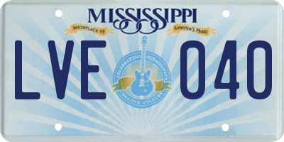 MS license plate LVE040