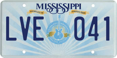 MS license plate LVE041
