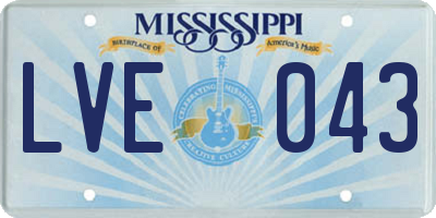MS license plate LVE043