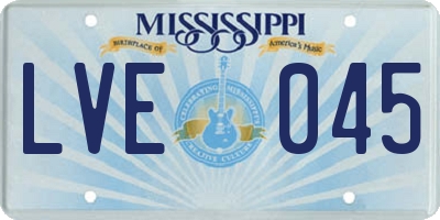 MS license plate LVE045