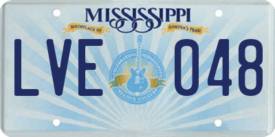 MS license plate LVE048