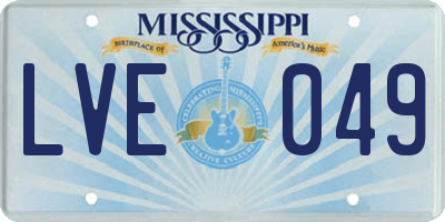 MS license plate LVE049