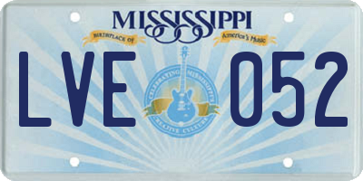 MS license plate LVE052