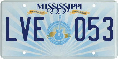 MS license plate LVE053