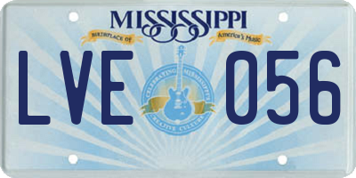 MS license plate LVE056