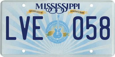 MS license plate LVE058