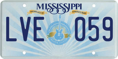 MS license plate LVE059