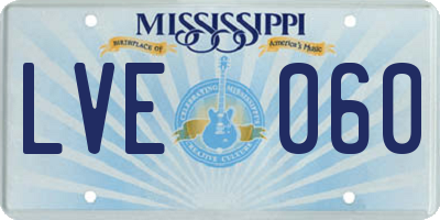 MS license plate LVE060