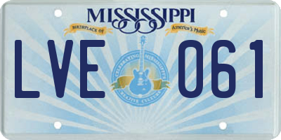 MS license plate LVE061