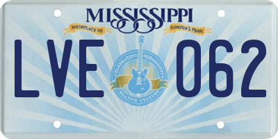 MS license plate LVE062