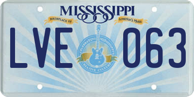 MS license plate LVE063