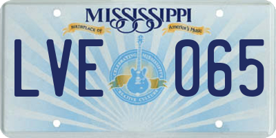 MS license plate LVE065
