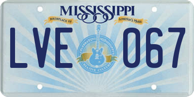MS license plate LVE067