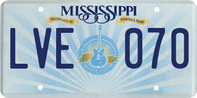 MS license plate LVE070