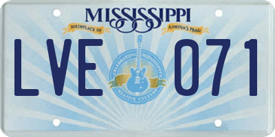 MS license plate LVE071