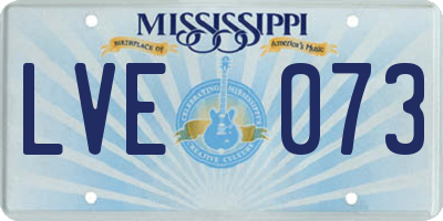 MS license plate LVE073