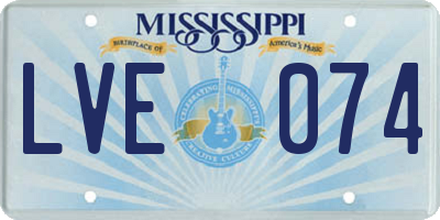 MS license plate LVE074
