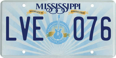 MS license plate LVE076