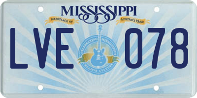 MS license plate LVE078