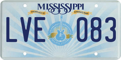 MS license plate LVE083