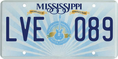 MS license plate LVE089