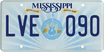 MS license plate LVE090