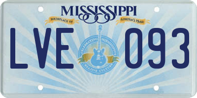 MS license plate LVE093