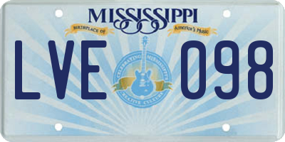 MS license plate LVE098