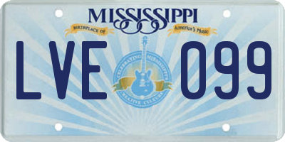MS license plate LVE099