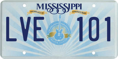 MS license plate LVE101
