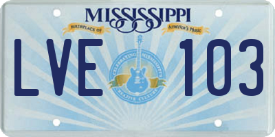 MS license plate LVE103