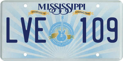 MS license plate LVE109