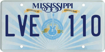 MS license plate LVE110