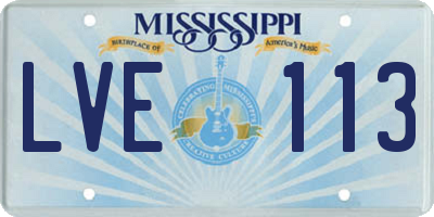 MS license plate LVE113