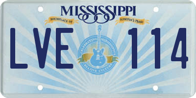 MS license plate LVE114