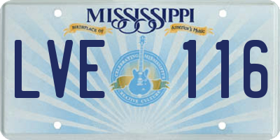 MS license plate LVE116