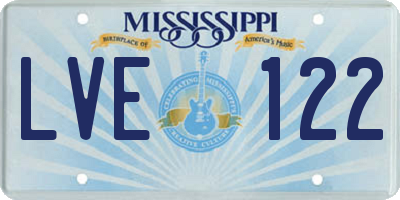 MS license plate LVE122