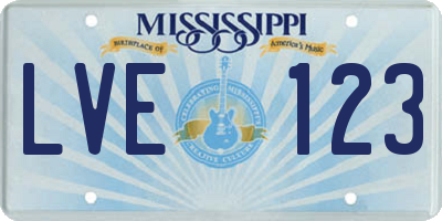MS license plate LVE123