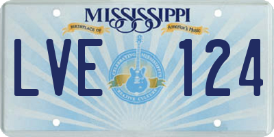 MS license plate LVE124