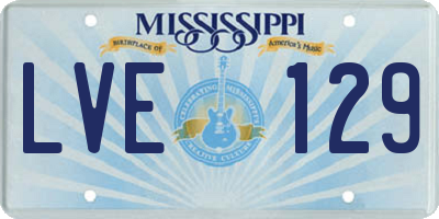 MS license plate LVE129