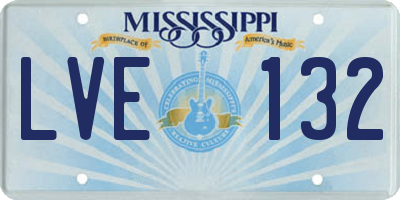 MS license plate LVE132